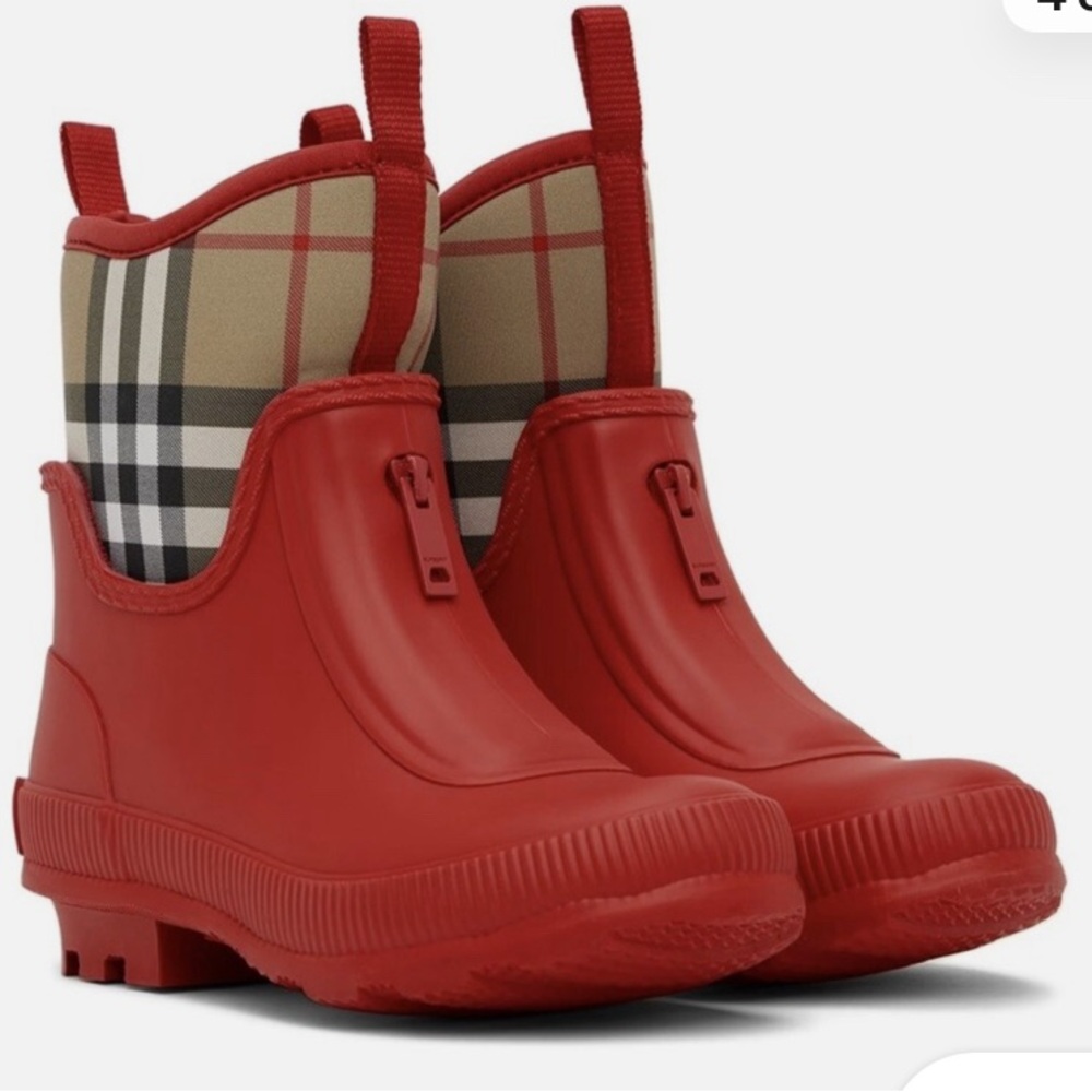 NEW Burberry Little Kids Mini Flinton Check Waterproof Rain Boots 24 us 8toddler